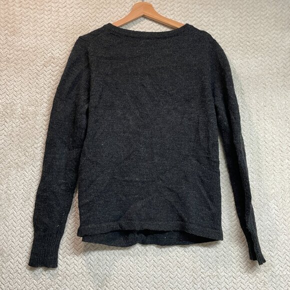 Gap 90s Style Womens Alpaca Wool Gray Knit Button Up Dark Academia Sweater Large - Picture 6 of 7